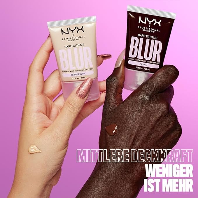 NYX PROFESSIONAL MAKEUP Bare With Me Blur Skin Tint Foundation Make Up with Matcha, Glycerin & Niacinamide - Deep Bronze-VivaGrace Women