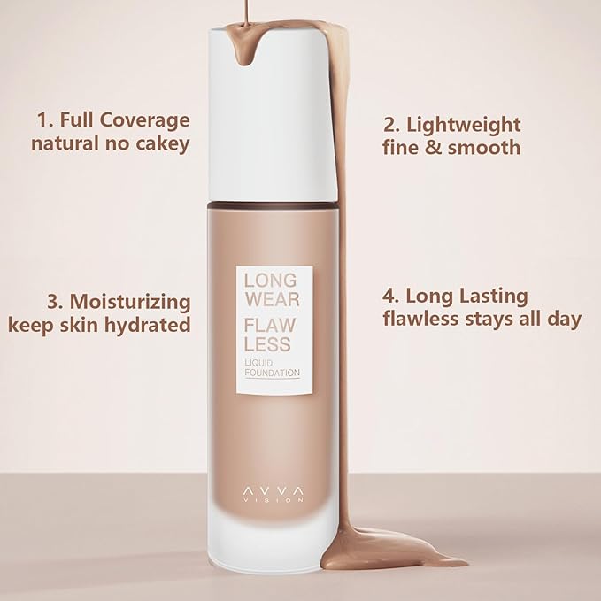 Liquid Foundation Makeup Natural True Skin Tone Full Coverage Concealer Flawless Complexion Blendable Longwear, 103, 1 fl. oz.-VivaGrace Women