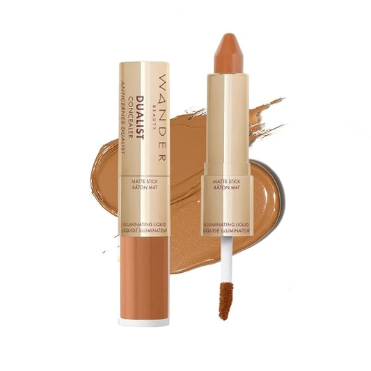 Wander Beauty Dualist Matte and Illuminating Concealer Makeup - Deep - Dual-Ended Matte Concealer Stick + Liquid Concealer - Full Coverage Concealer Brightens, Firms & Hydrates Under Eyes - 0.28 fl oz-VivaGrace Women