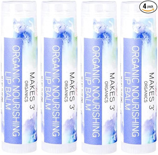 Lip Balm - Organic Natural USDA Certified 100% - Accelerates Healing - Unscented Moisturizing Balm Stick - Prevent Dry Cracked Lips - Hand-Crafted in Santa Barbara, California - 4 Pack Never Run Out-VivaGrace Women