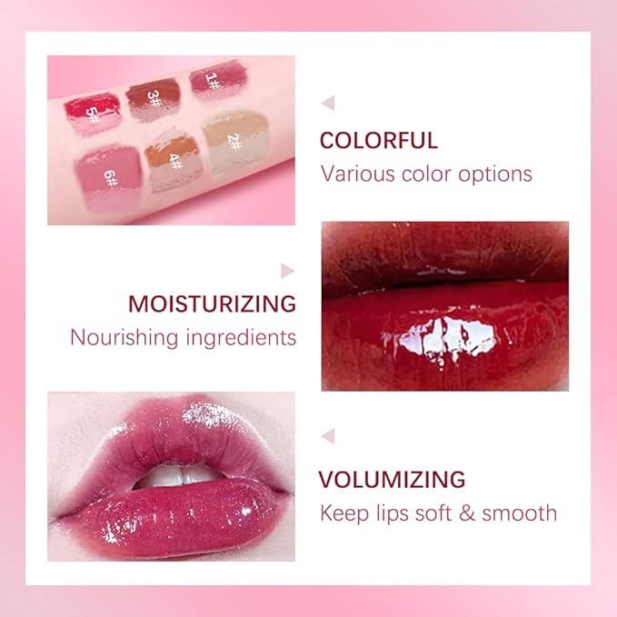 ibcccndc Lip Plumper Plumping Lip Gloss Hydrating Nourishing Lip Oil Red Liquid Lipstick Lip Care Products Mineral Oil Clear Lipgloss (6)-VivaGrace Women