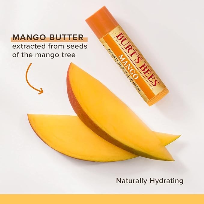 Burt's Bees Lip Balm - Mango, Lip Moisturizer With Responsibly Sourced Beeswax, Tint-Free, Natural Origin Conditioning Lip Treatment, 2 Tubes, 0.15 oz.-VivaGrace Women