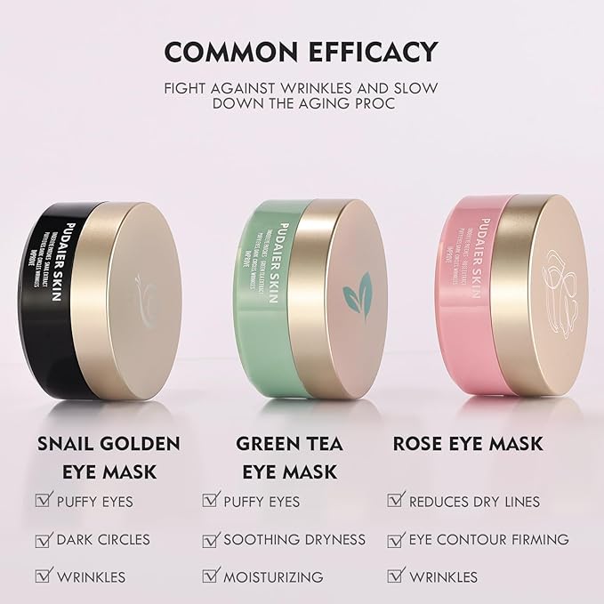 Under Eye Patches for Puffy Eyes, Dark Circles and Wrinkles, 60 Pcs Eye Masks with Rose, Snail and Green Tea Extract to Refresh Your Eye Skin (Green Tea Extract)-VivaGrace Women