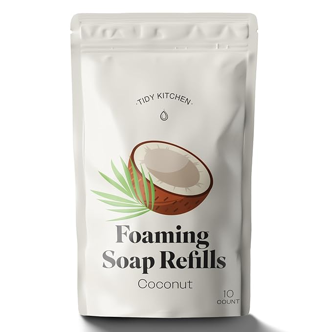 Foaming Hand Soap Refills – Rich, Moisturizing Lather in Coconut Scent, Works with Dispensers, 10 count