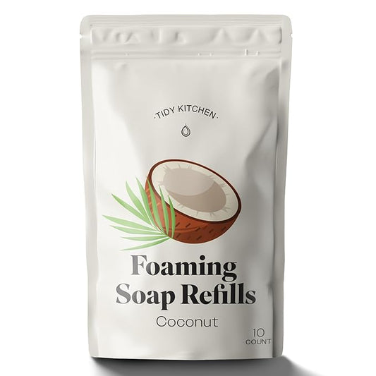 Foaming Hand Soap Refills – Rich, Moisturizing Lather in Coconut Scent, Works with Dispensers, 10 count