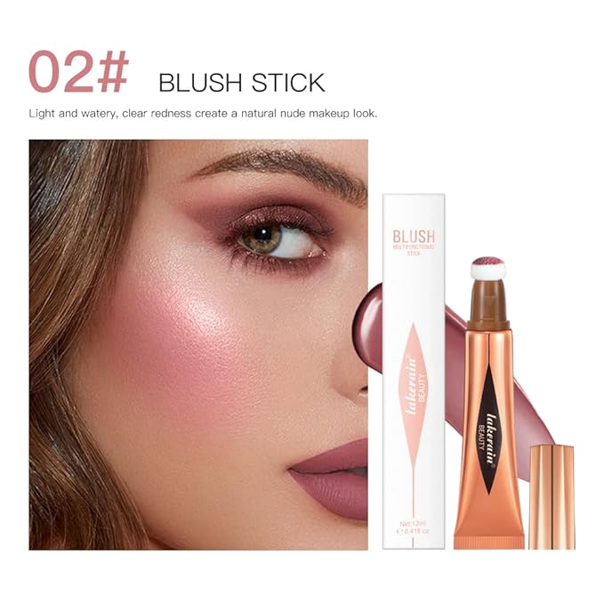 Liquid Blush Stick, Beauty Stick, Cream Blush, Liquid Blush For Cheeks, Beauty Blush Stick With Cushion Applicator, Multifunctional Makeup Beauty Stick (02#)-VivaGrace Women