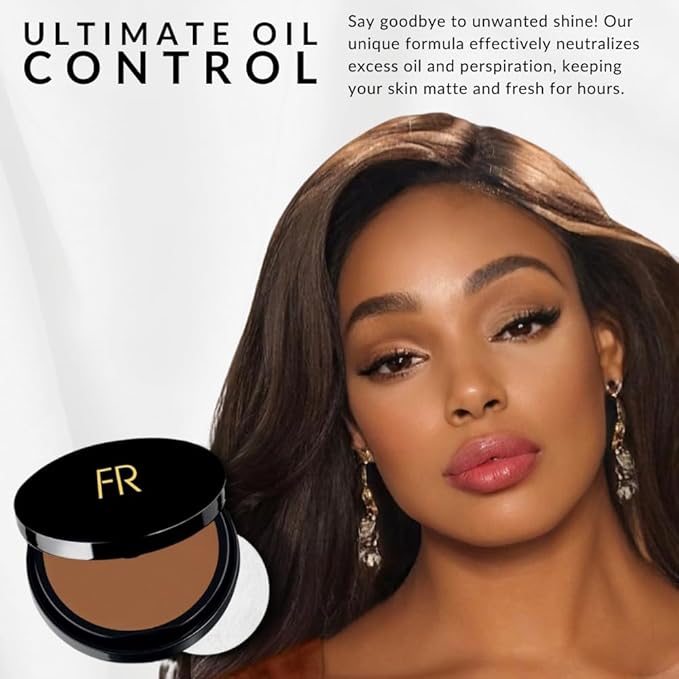 Luxury Oil Blotting Pressed Powder by Flori Roberts, Long Lasting Oil and Shine Control, Flawless Complexion for Women of Color or Deeper Skin Tones-VivaGrace Women