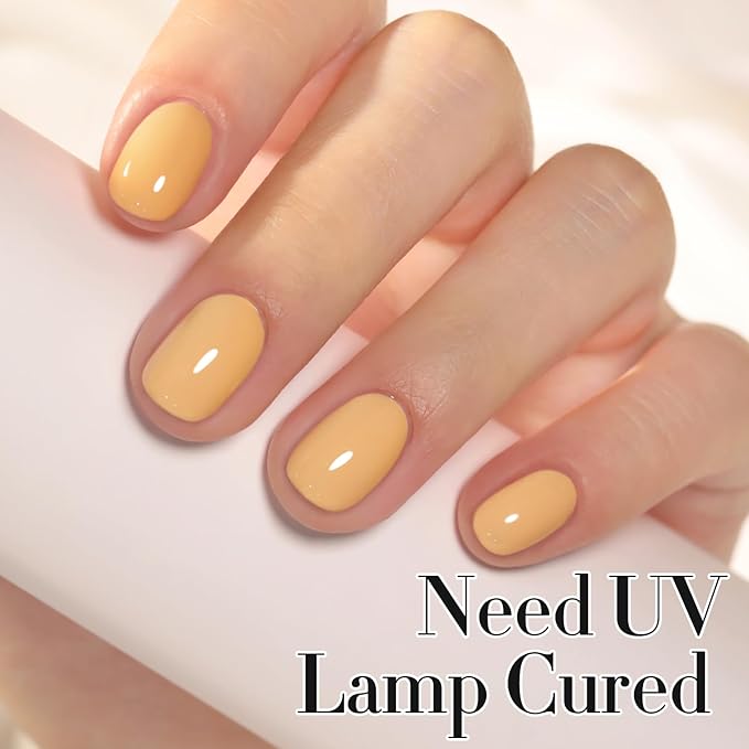 Double Rhythm 0.50 OZ Gel Polish Same Color Same Bottle Golden Round Translucent Hema Free Neutral Natural Milky 15 ML Jelly UV Polish Art DIY at Home (Earth Yellow-C1564)