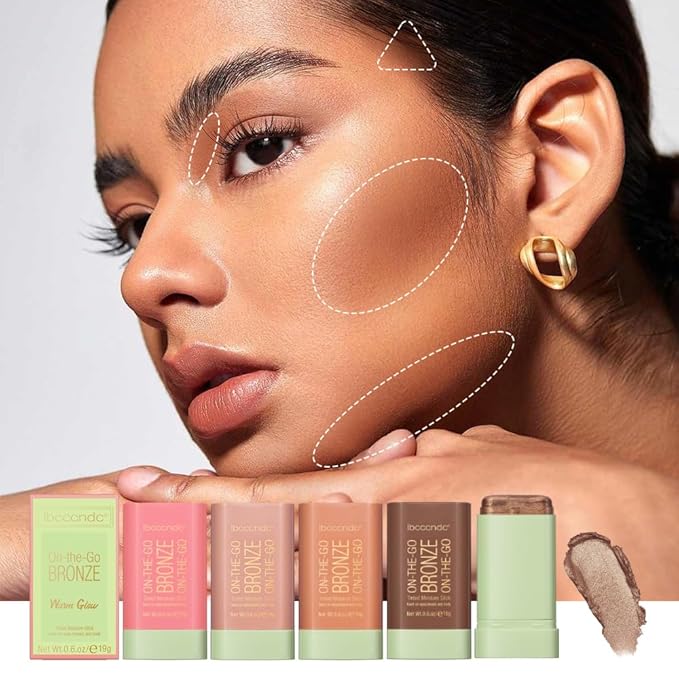 Multi-Use Makeup Bronzer Stick for Effortless Glow - Hydrating Solid Moisturizer with Natural Bronze Tint for Eyes, Lips & Cheeks (#4 Beach Glow)-VivaGrace Women