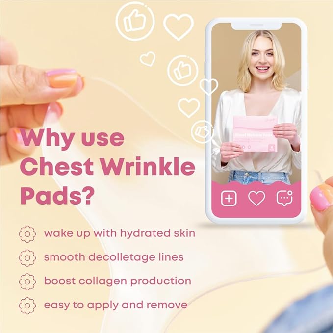Chest Wrinkle Patches Reusable | Anti-Aging Patches for Fine Lines | Long-Lasting Wrinkle Pads for a Youthful Appearance | Skin-Safe Chest Care Solution | Includes 4 Durable Pads for a Smooth Look 4ct-VivaGrace Women