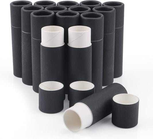 15 Pcs 0.3 oz Paperboard Lip Balm Tubes,Empty Kraft Paper Chapstick Tube Holder,Push-Up Style Biodegradable Solid Perfume Lip Gloss Container for DIY Homemade Balm Container,Natural Packaging- Black-VivaGrace Women