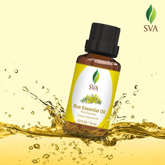 SVA Rue Essential Oil – 1/3 Fl Oz – 100% Natural Rue Oil - for Diffuser, Hair Care, Face, Skin Care, Aromatherapy, Scalp and Body Massage, Soap and Candle Making-VivaGrace Women