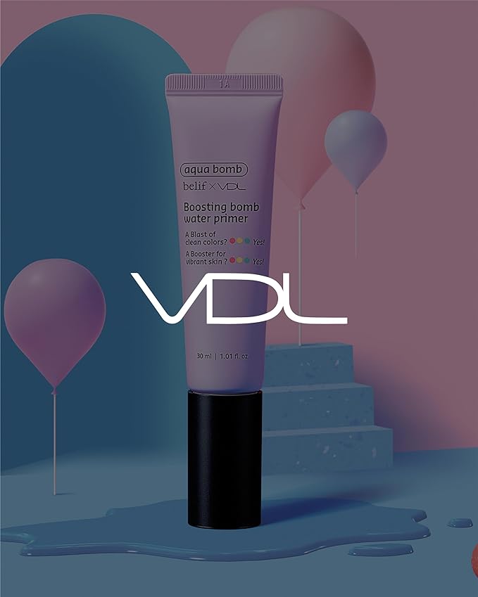 VDL Boosting Bomb Water Primer (Natural Finish, 1fl oz) - Makeup Base, Natural Radiance Booster. Smooth & Even Skin Tone, Moisturizer. Korean Skin Care for Perfect Canvas. Vegan Formula Cream,-VivaGrace Women