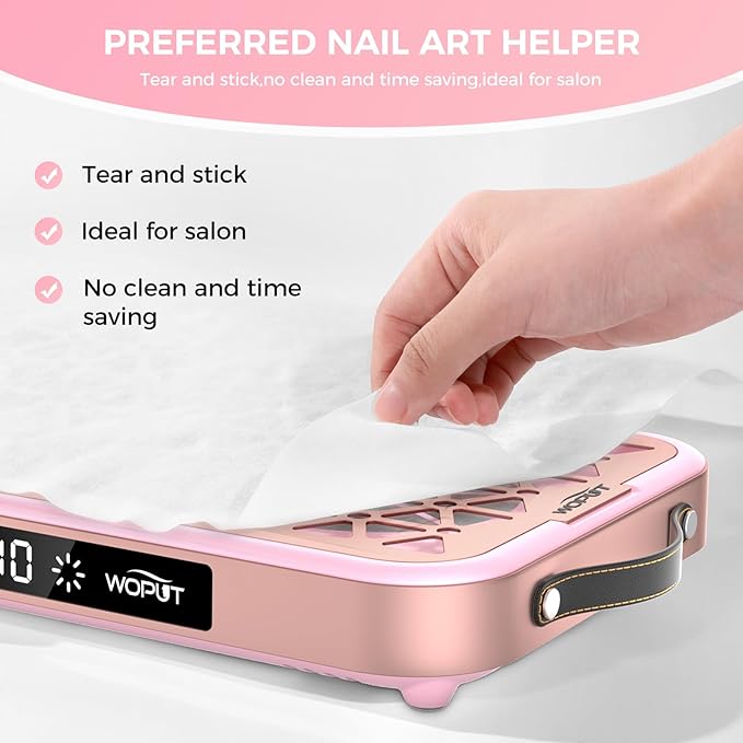 Professional Nail Dust Collector, 1600PA Portable Vacuum Fan Dust Collector with Disposable Filter Paper (30 Pcs) for Nail Polishing & Manicure Pedicure, Low Noise, Nail Salon & Home - Pink-VivaGrace Women