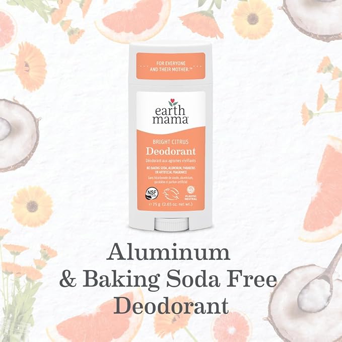 Earth Mama Bright Citrus Deodorant | Safe for Sensitive Skin, Pregnancy and Breastfeeding, Contains Organic Grapefruit and Calendula, No Baking Soda or Aluminum, 2.65-Ounce-VivaGrace Women