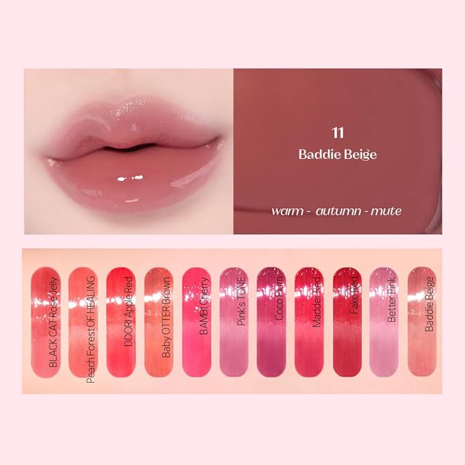 ETUDE Over Glowy Lip Stain Tint Buddy Beige, 0.1 oz (3 g), Lip Tint, Lipstick, Glossy Finish, Highly Moisturizing, Melotint, Plush, Glossy, Volume, Vegan Certified-VivaGrace Women