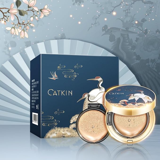 Catkin Phoenix Cushion Foundation Buildable Coverage Anti-Aging Serum Makeup, Sheer Satin Finish, Refill Included, Light Beige 0.46 Oz x 2, C04 BUFF-VivaGrace Women