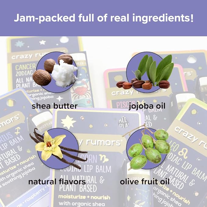 Crazy Rumors Pisces Zodiac All Natural, Plant Based Lip Balm to Moisturize and Nourish your Lips - Water Blend (Tropical Mango, Citrus Lemon, and Fragrant Berry)-VivaGrace Women