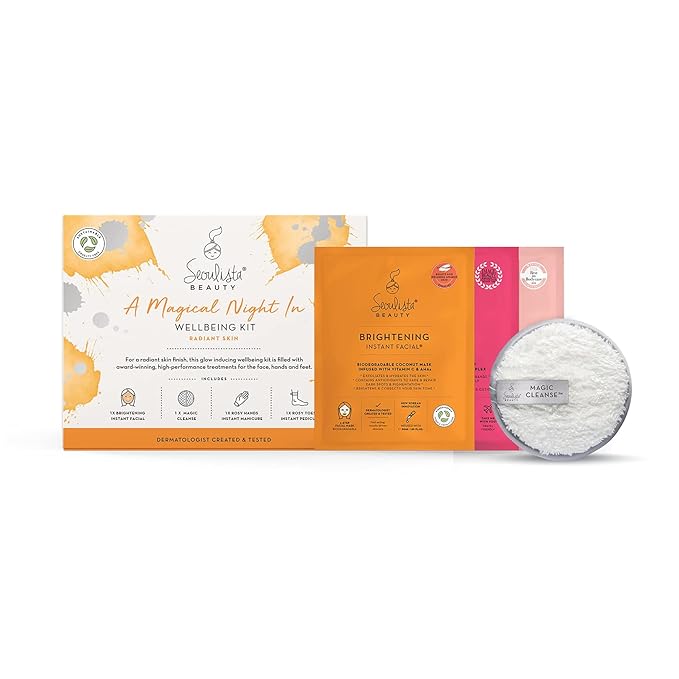 RADIANT Gifting Bundle | BRIGHTENING SHEET MASK | Rosy Toes - Foot Mask Instant Pedciure | Rosy Hands - Hand Mask Instant Manicure| Magic Cleanse™ Eco-friendly Cleansing Tool-VivaGrace Women