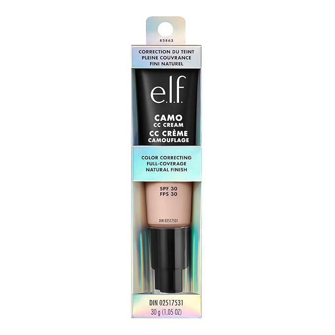 e.l.f. Camo CC Cream, SPF 30 Color-Correcting Medium-To-Full Coverage Face Foundation, Delivers An Airbrushed Finish, Vegan & Cruelty-Free, Fair 125 C-VivaGrace Women