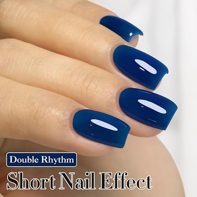 Double Rhythm 0.5Oz Navy Blue Gel Polish Sheer Neutral Natural Light Milky Same Color Same Bottle 15ML Jelly UV Nail Art DIY at Home (Navy Blue-A1107)-VivaGrace Women