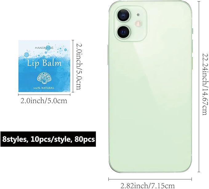 CRASPIRE Lip Balm Labels 80pcs Homemade Lip Balm Labels 2” Clear Lip Balm Labels for Tubes Printable Waterproof Lip Balm Stickers Labels for Lip Balm Handcream Candle Container（Marine Life-Blue）-VivaGrace Women