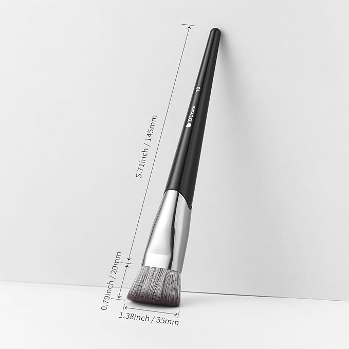 DUcare Foundation Brush Contour Bronzer Self Tanner Makeup Brushes for Liquid Makeup Flat Top Professional Buffing Blending Mineral Powder Face Brush, Black-VivaGrace Women