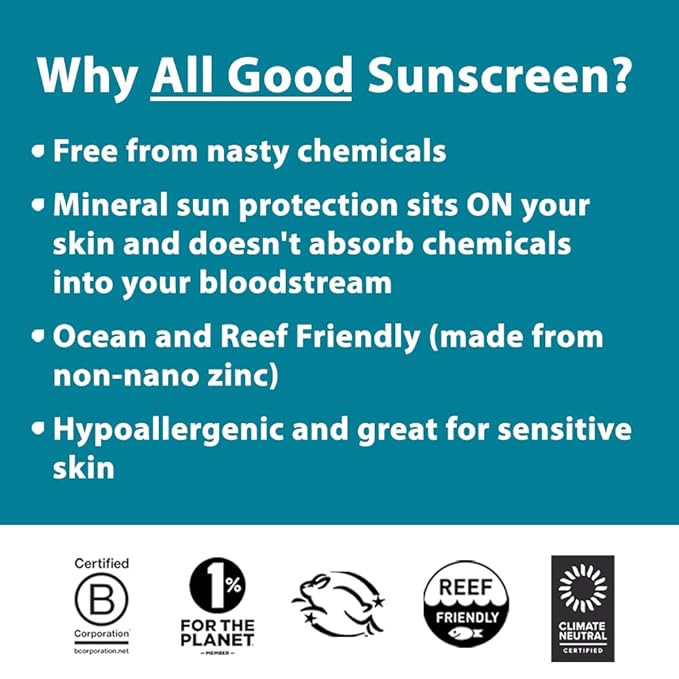 All Good Sunstick - Face Sunscreen, Water Resistant, UVA/UVB Broad Spectrum SPF 30+, Coral Reef Friendly - Beeswax, Zinc, Vitamin E, Shea Butter (Coconut)-VivaGrace Women