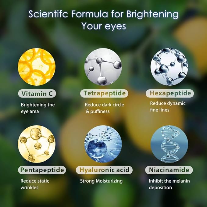 Brightening Vitamin C Eye Gel Cream for Dark Circles & Puffiness, Eye Cream to Help Reduce Fine Lines & Crow's Feet, Boost Hydrating Under Eye Treatment with Hyaluronic Acid & Peptides-VivaGrace Women