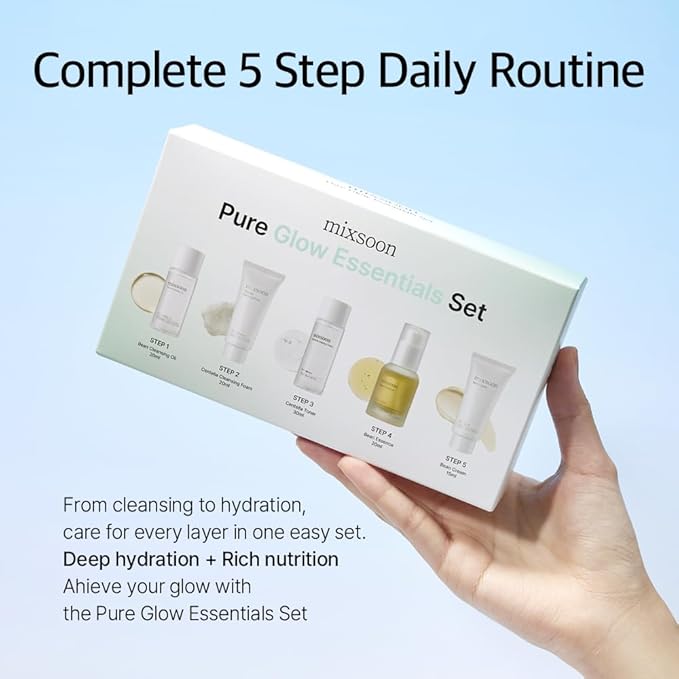 mixsoon Pure Glow Essentials Set, 5-Step Skincare Kit, Gentle & Hydrating, For All Skin Types, 5 Items Korean Glass Skin Care 29.57 Fl. Oz.-VivaGrace Women