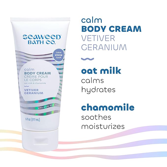 Seaweed Bath Co. Calm Body Cream - Vetiver Geranium | Soothing Hand and Body Lotion With Oat Milk, Shea Butter, and Chamomile | Natural, Vegan Moisturizer For Dry Skin | 6 oz-VivaGrace Women