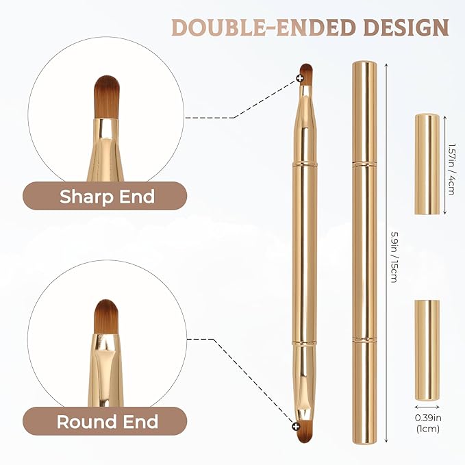 Unaone 2 Pack Lip Brush for Lipstick, Dual-Ended Lip Makeup Brush with Lid, Lipstick Brush for Lip Gloss-VivaGrace Women