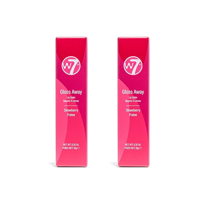 W7 Gloss Away Lip Balm - 2 Piece Set - Nourishing Lip Balm Formula With Shea Butter - Strawberry-VivaGrace Women