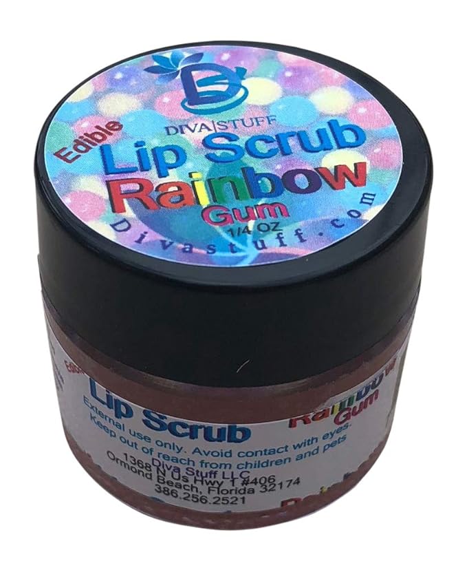 Diva Stuff Ultra Hydrating Lip Scrub for Soft Lips, Gentle Exfoliation, Moisturizer & Conditioner, Rainbow Gum – ¼ oz (Made in the USA)-VivaGrace Women