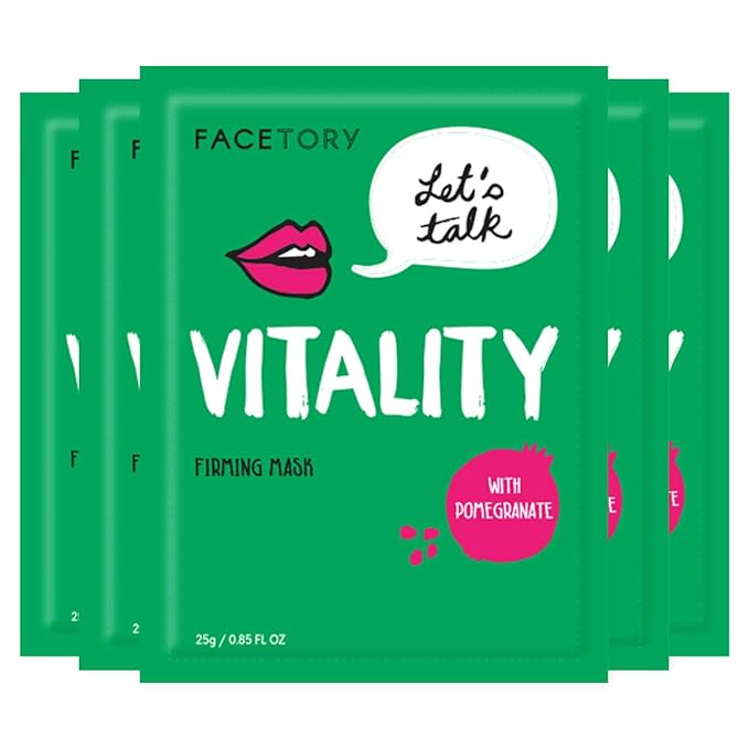 FACETORY K Beauty Face Mask Skin Care - LET'S TALK VITALITY FIRMING Sheet Mask with Pomegranate & Shea Butter | Firming Mask with Antioxidants, Plump & Hydrate (5 Pack)-VivaGrace Women