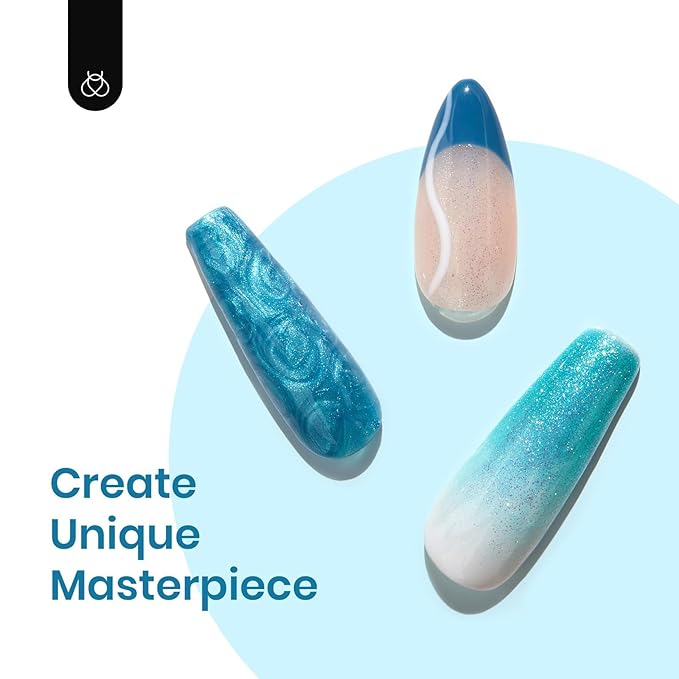 Beetles Blue Gel Nail Polish Set, 6 Colors Glitter Pearl Gel Polish Mermaid Treasures Nail Art Design Soak off Uv Led Nail Lamp-VivaGrace Women