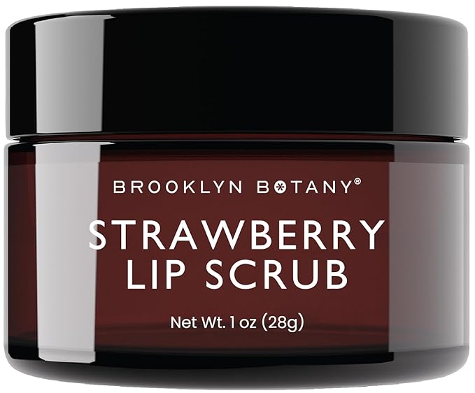 Brooklyn Botany Lip Scrub Exfoliator 1 oz – Lip Moisturizer for Dry Lips and Chapped Lips – Gentle Lip Exfoliator for Smooth and Brighter Lips – Strawberry Flavor-VivaGrace Women