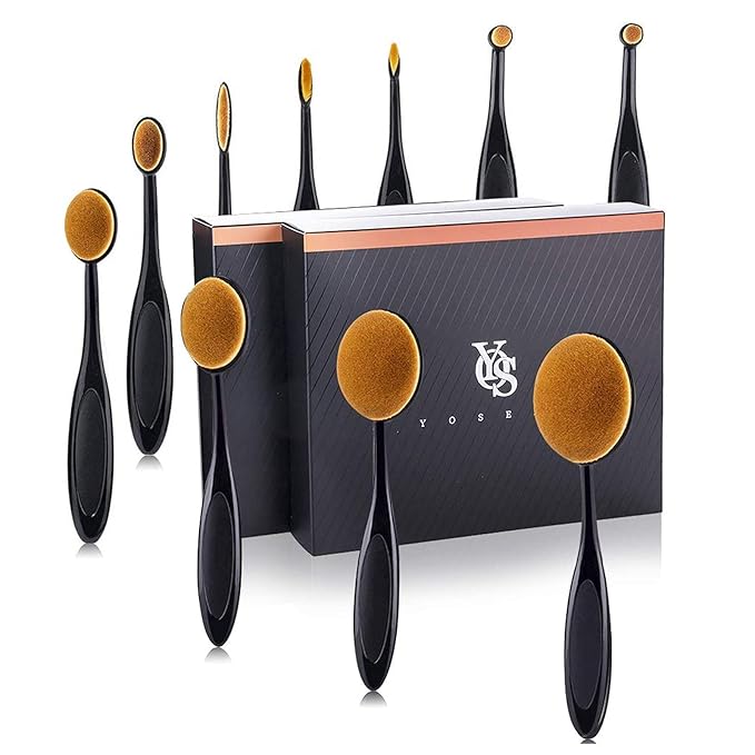 2 Sets Yoseng Oval Makeup Brushes 10 Fashionable Super Soft Professional Oval Toothbrush Foundation Contour Powder Blush Blending Brush Cosmetic Brushes Tool Set ink with Box Black（2 Pack）-VivaGrace Women