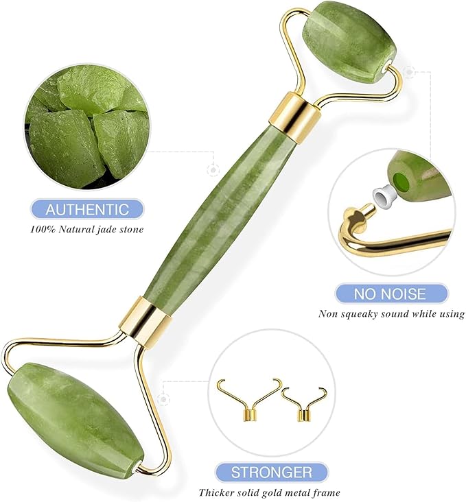 Gua Sha & Jade Roller Facial Tools Face Roller and Gua Sha Set by Easy to Clean could Promote Blood Circulation Reduce Puffiness Suitable for Skin Care Routine Puffiness and Wrinkles-VivaGrace Women