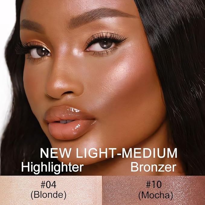 evpct 2Pcs Face Cream Contour Bronzer Sticks Makeup Highlighter Highlight Blonde Mocha Creme Cheek Contour Sticks contorno en crema Bronzing Foundation Face Contour Stick Kit,4+10 New Light-medium-VivaGrace Women