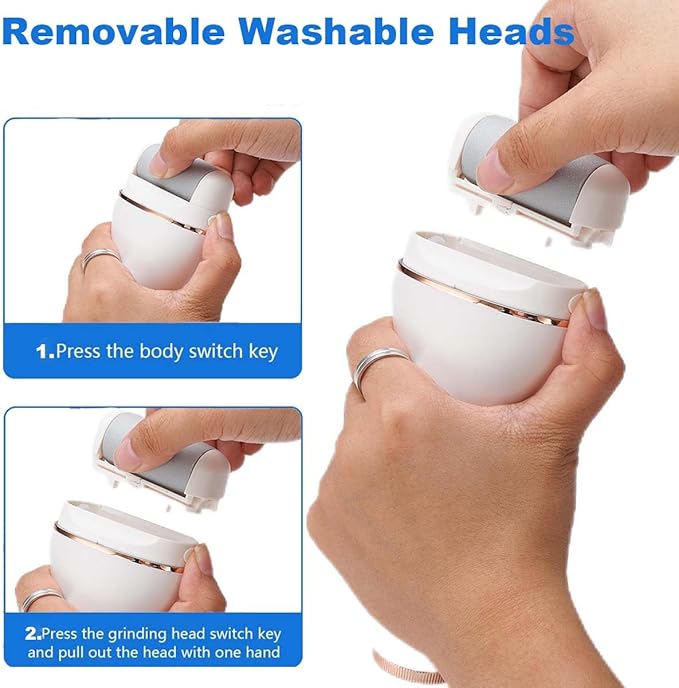 Electric Foot Callus Remover, Portable Electric Foot File with 15 in 1 Professional Pedicure Kits,Rechargeable Pedicure Tools for Foot Care, Waterproof Remover Cracked Feet & Dead Skin, Gift (White)-VivaGrace Women