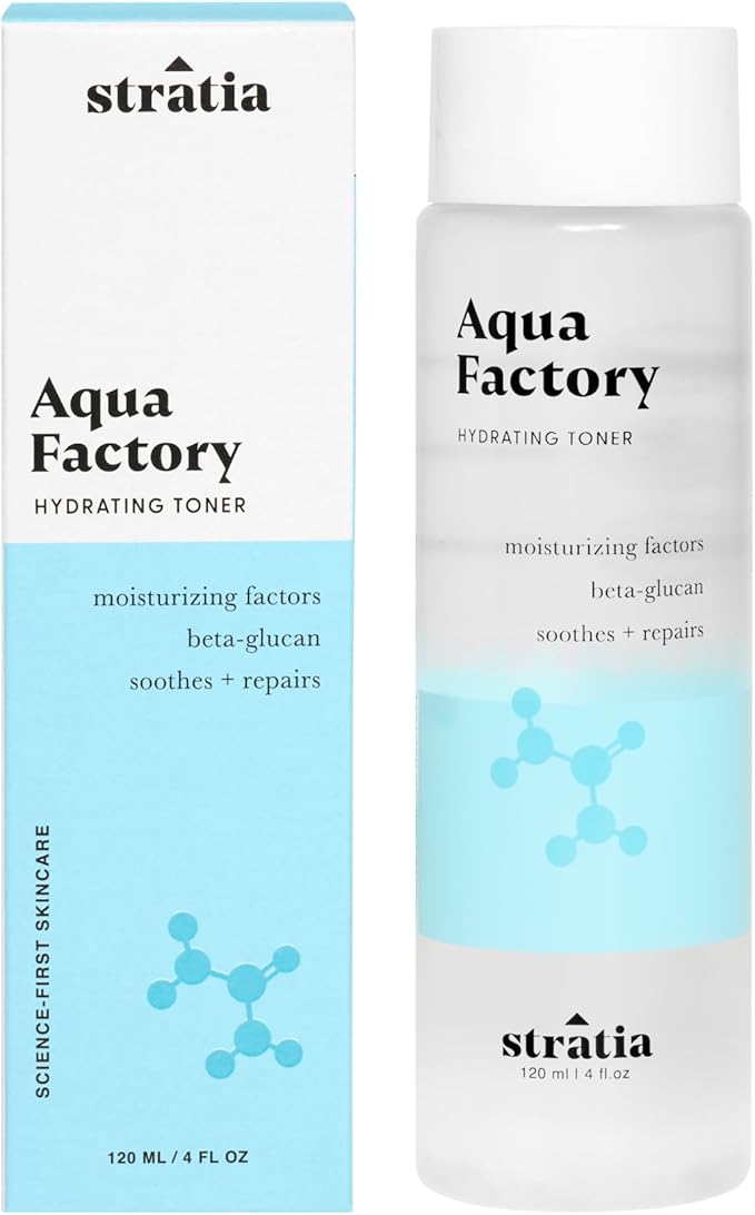 Stratia Aqua Factory Hydrating Toner with Beta Glucan, 7 Moisturizing Factors & Peptides for Barrier Repair, Nourishing Dry & Sensitive Skin, 4oz-VivaGrace Women
