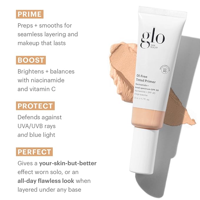 Glo Skin Beauty Oil-Free Tinted Primer SPF 30, (Light) 1.7 oz - Mineral Makeup for Face, 4-in-1 Foundation Primer, Sheer Coverage, Skincare & Sunscreen With Broad Spectrum UVA/UVB Protection-VivaGrace Women
