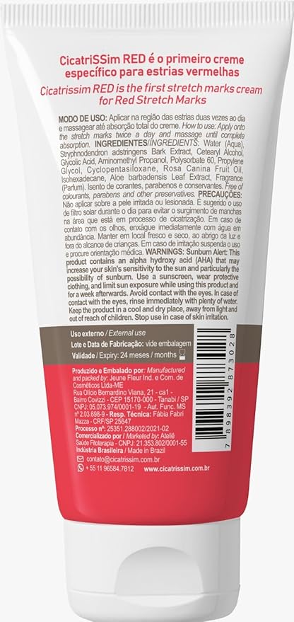 Cicatrissim Red For Removal of Red and Purple Stretch Marks - Innovative Formula With Pure and Powerful Natural Ingredients From Brazilian Flora - For All Skin Types.-VivaGrace Women