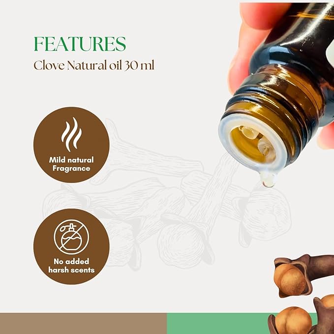 Roots & Above Clove Essential Oil 1.01 oz/30ml Pure Natural Cold-Pressed Oils for Skin, Hair, Massage, Diffusers, Humidifiers, DIY Beauty, Home Candle Making & Self-Care-VivaGrace Women