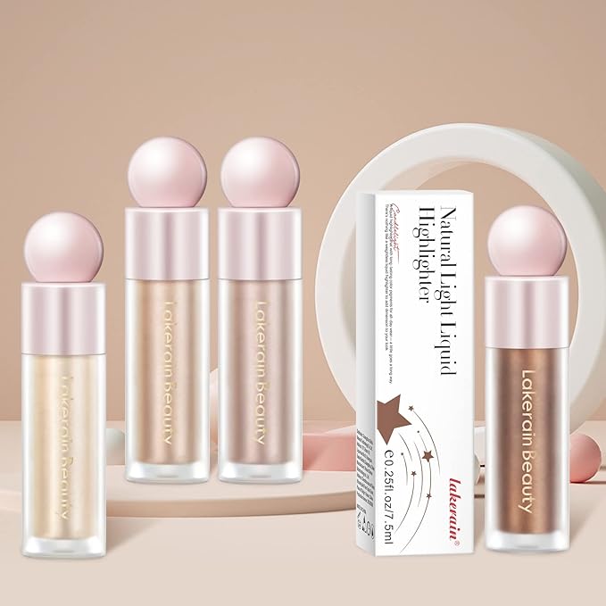 Liquid Highlighter Makeup, Natural Silky Shimmer Finish Face Highlighter, Highly Pigmented, Lasting, Blendable, Soft Cream For Face, 0.25fl.oz (#02 Champagne Shimmer), 1.3 Ounce, 1 Pack-VivaGrace Women