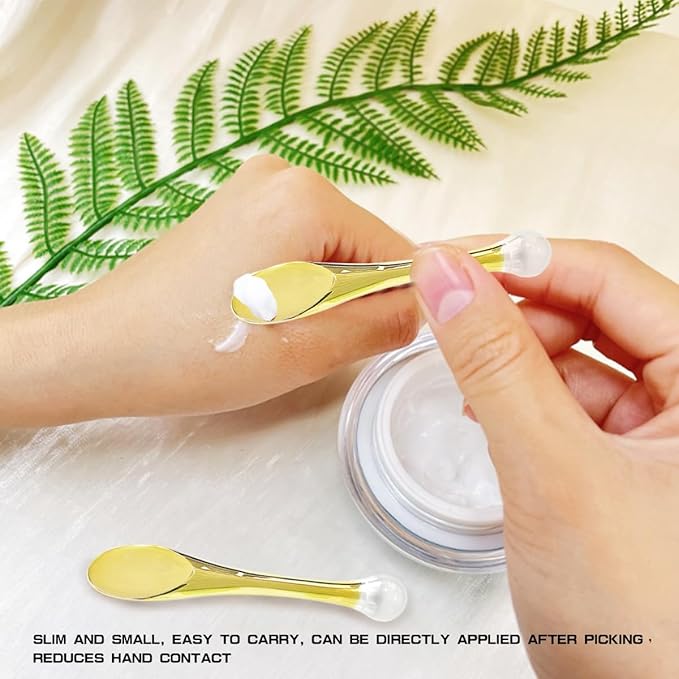 6Pcs Mini Eye Roller Plastic Eye Cream Massager Sticks Makeup Spatula Scoop Dark Circle Remover Beauty Cosmetic Tool for Skin Care,Golden-VivaGrace Women