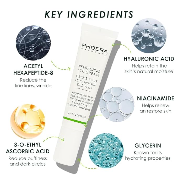 Phoera Revitalizing Eye Cream Brighten Hydrate Reduce The Fine Lines, Dark Circle Wrinkles And Puffiness For Men And Women Skin Loving Ingredients Apply In Morning And At Night-VivaGrace Women