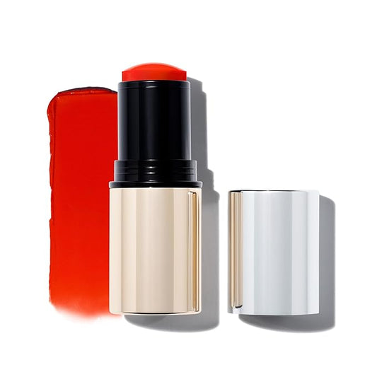 MAKE Beauty Heat Stroke Cream Blush Stick for Cheeks with Natural Hydrating Dewy Finish. Creamy Gel Blush Balm - Shade Inflamed, Coral Orange Cheek Tint-VivaGrace Women