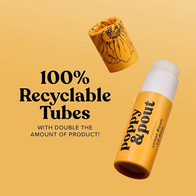 Poppy & Pout Lemon Bloom Jumbo Lip Balm | All Natural Lip Balms & Moisturizers | Hydrates with Beeswax, Vitamin E, Organic Coconut Oil | Cruelty-Free | Lip Balm in Recyclable Cardboard Tube-VivaGrace Women